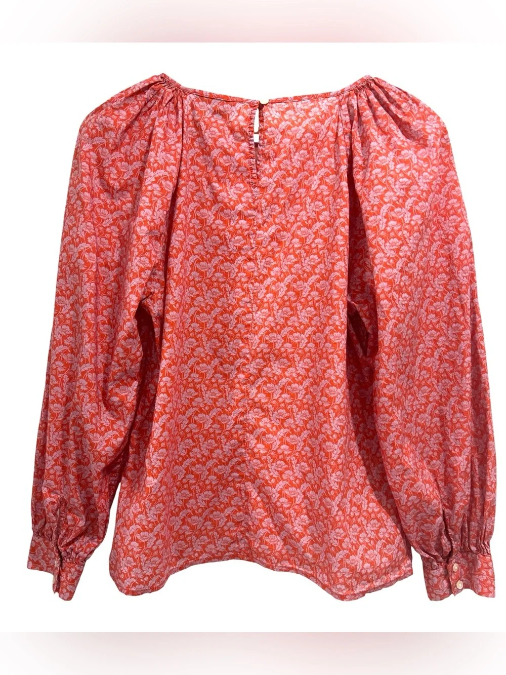 J. Crew Puff-Sleeve Roundneck Cotton Blouse in Liberty Toutouayette Fabric - S